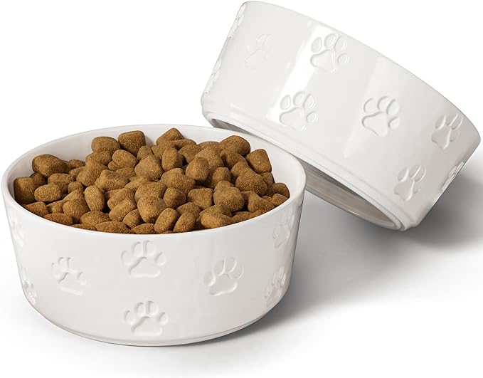 Ceramic Dog Bowl Set with Anti-Slip Rings
