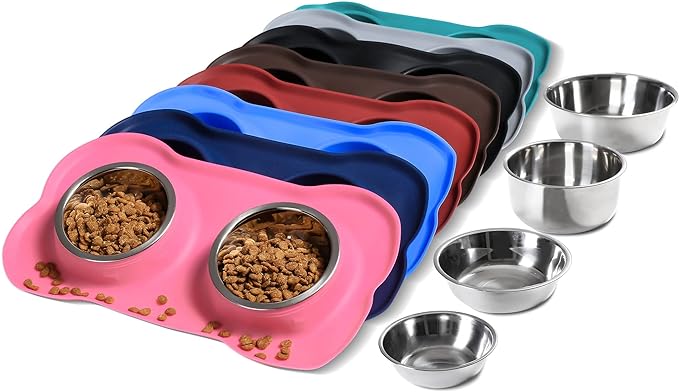 Hubulk Pet Dog Bowls 2 Stainless Steel Dog Bowl